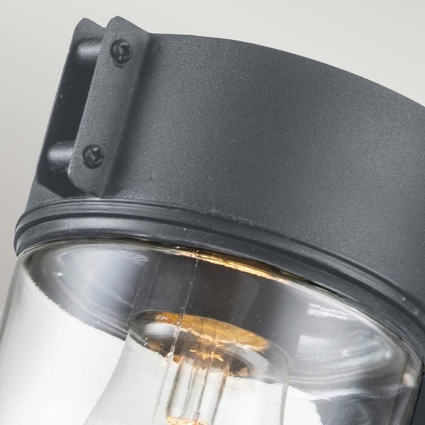 Portofino Coastal Wall Light in Grey with Clear Glass Shade