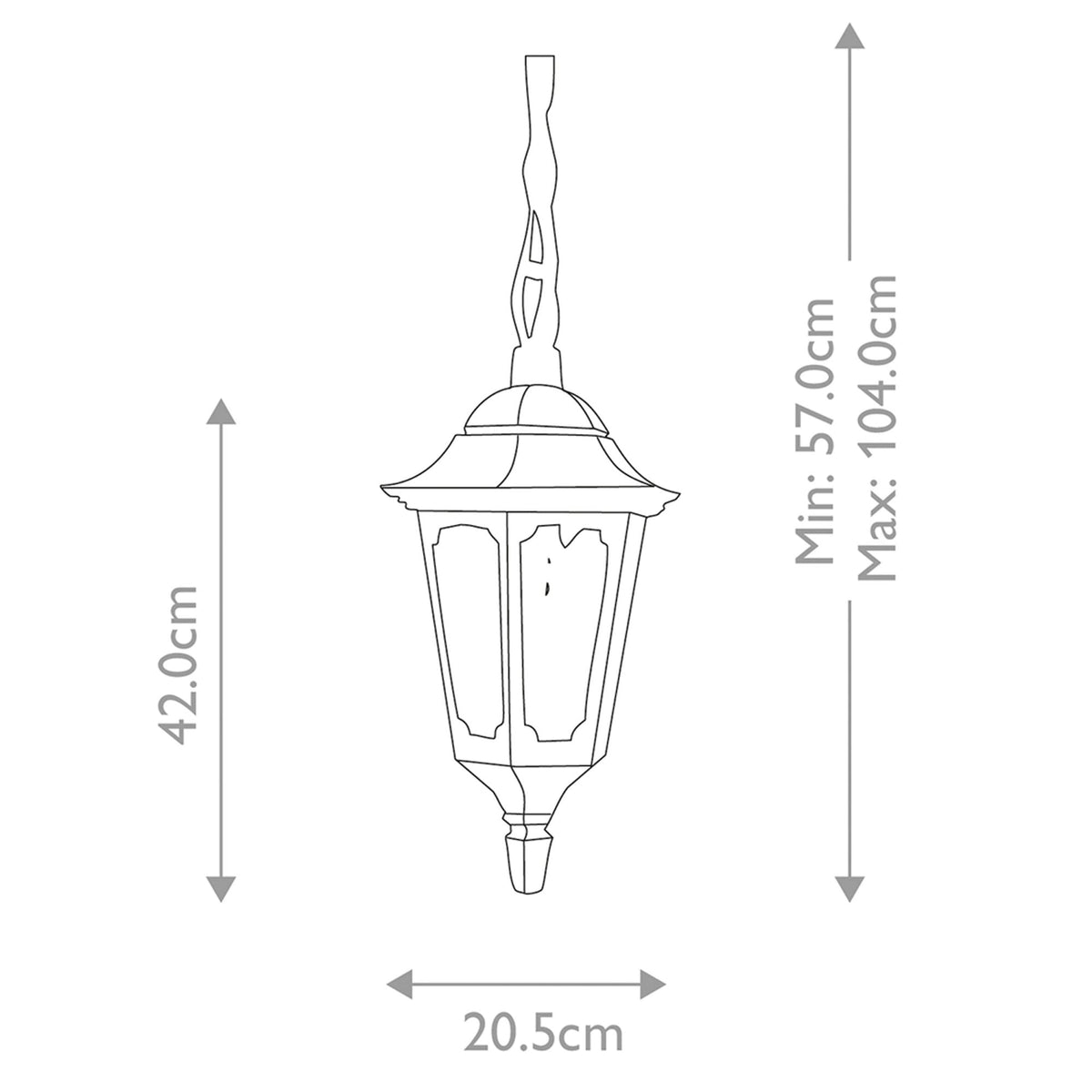 Parish Pendant Chain Lantern in Black