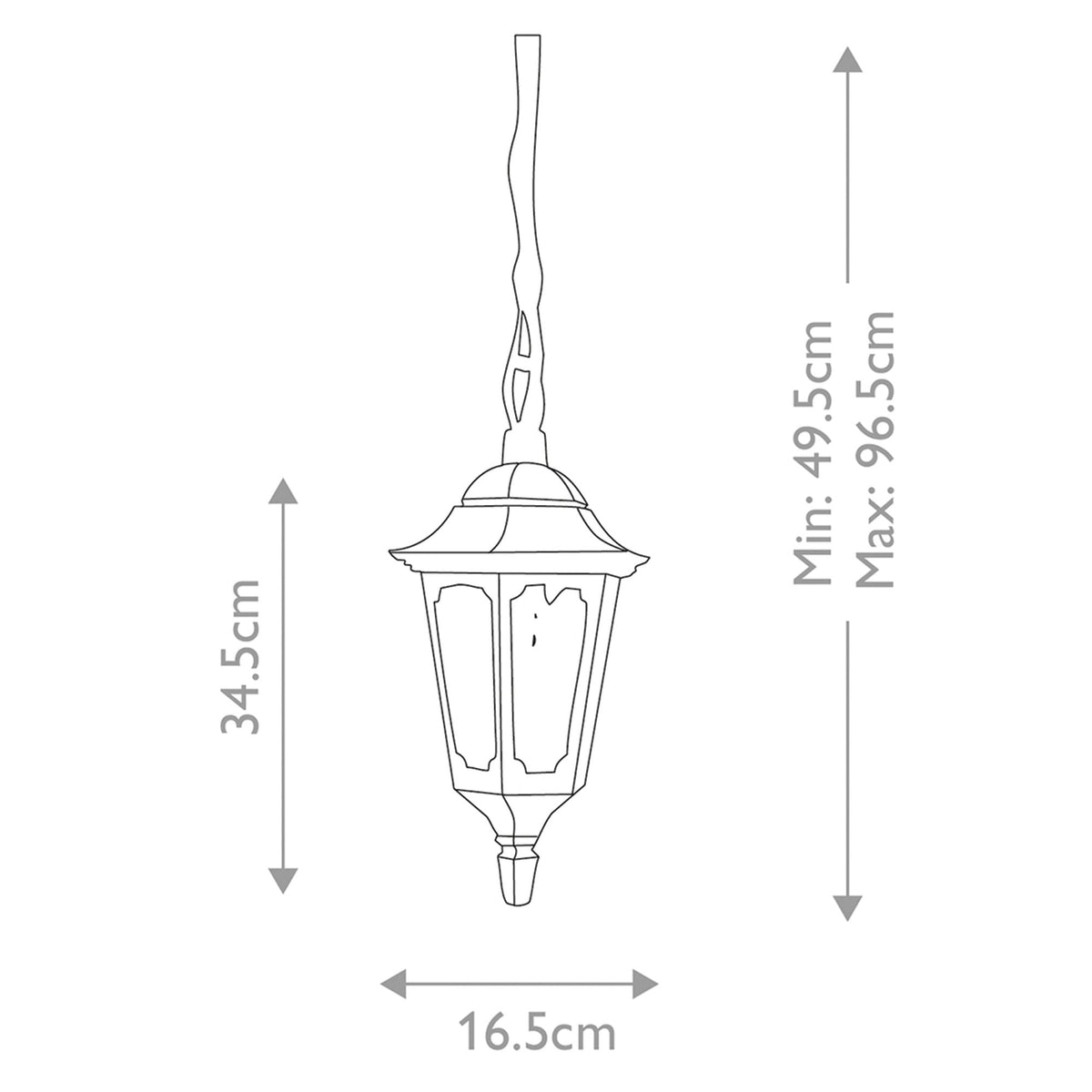 Parish Mini Pendant Chain Lantern in Black