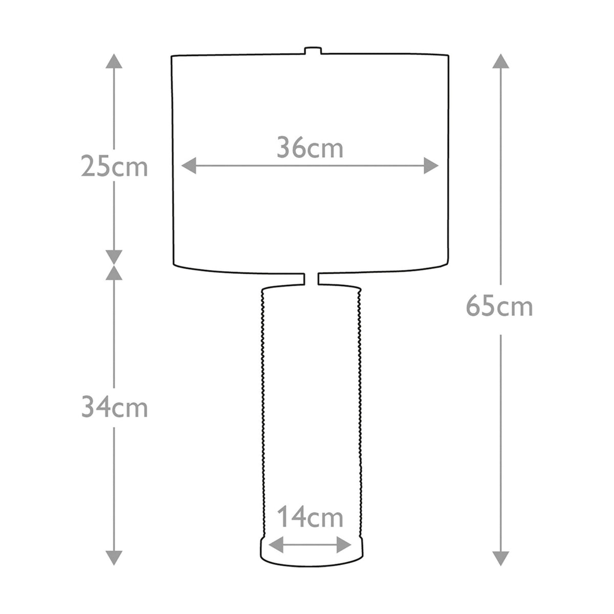 Ripple Table Lamp in White with a Black Faux Linen Hard-Backed Shade