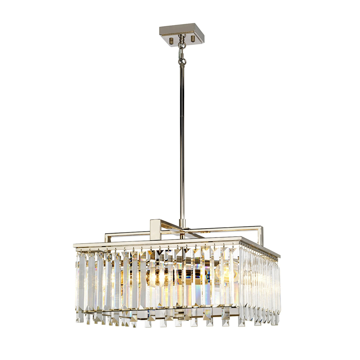 Aries Large Pendant or Semi Flush Light in Polished Nickel with Cut Glass Crystals