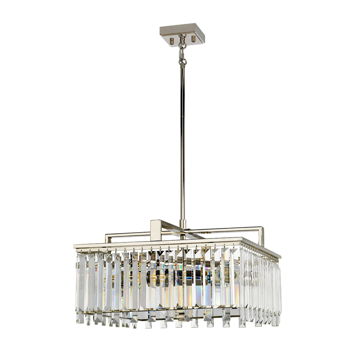 Aries Large Pendant or Semi Flush Light in Polished Nickel with Cut Glass Crystals