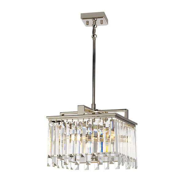 Aries Small Pendant or Semi Flush Light in Polished Nickel with Cut Glass Crystals