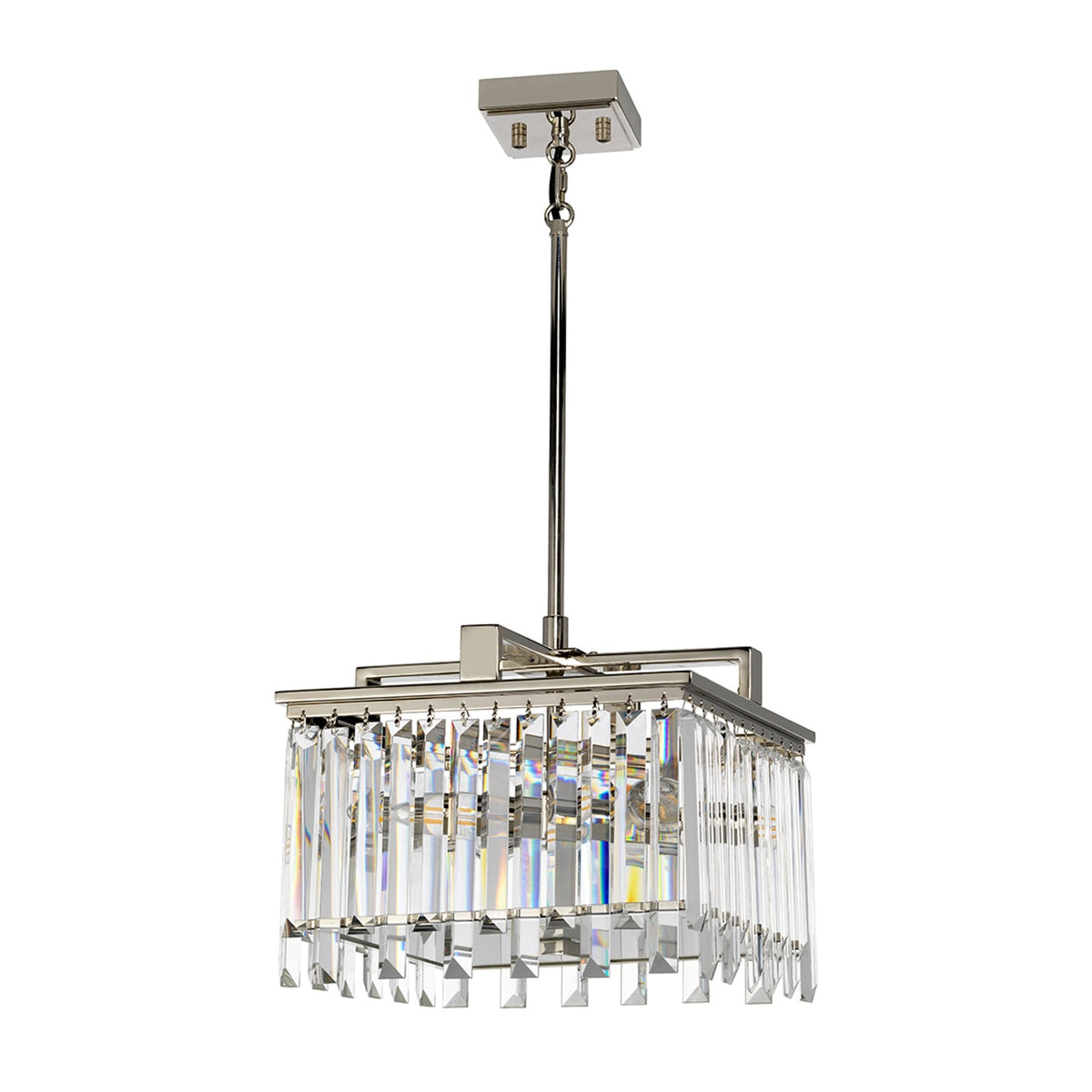 Aries Small Pendant or Semi Flush Light in Polished Nickel with Cut Glass Crystals