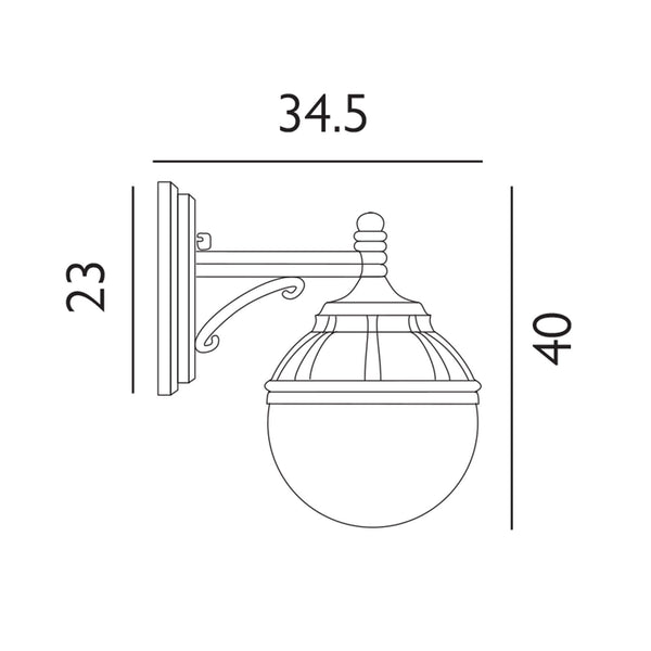 Bologna Coastal Down Wall Light in Black with Clear Dome