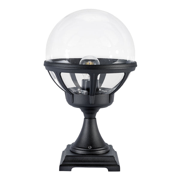 Bologna Coastal Pedestal Light in Black with Clear Dome