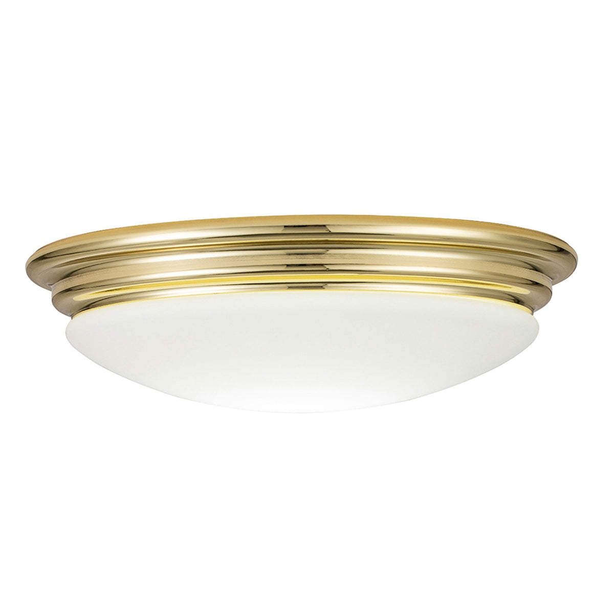 Brompton IP44 Flush Mount Ceiling Light in Polished Brass with Frosted Diffuser