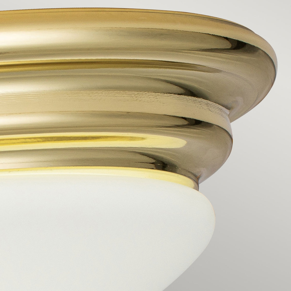 Brompton IP44 Flush Mount Ceiling Light in Polished Brass with Frosted Diffuser