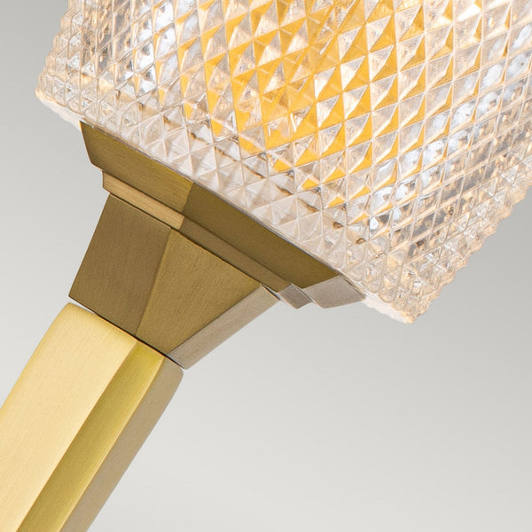 Verity IP44 Wall Light in Brushed Brass with Cut Glass Shade