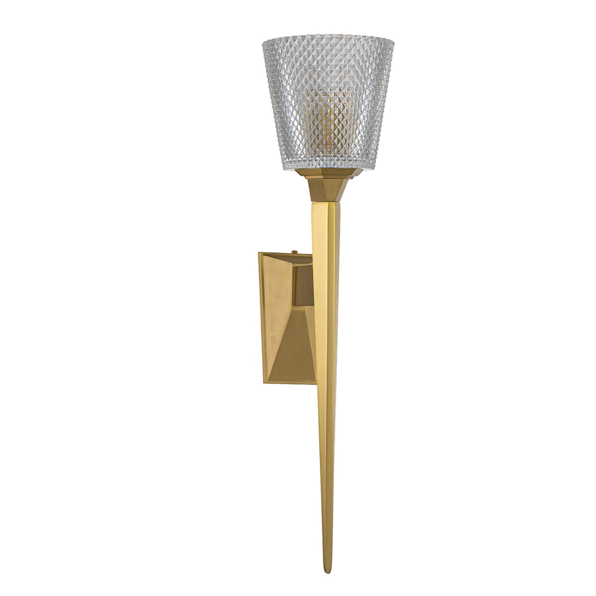 Verity IP44 Wall Light in Brushed Brass with Cut Glass Shade