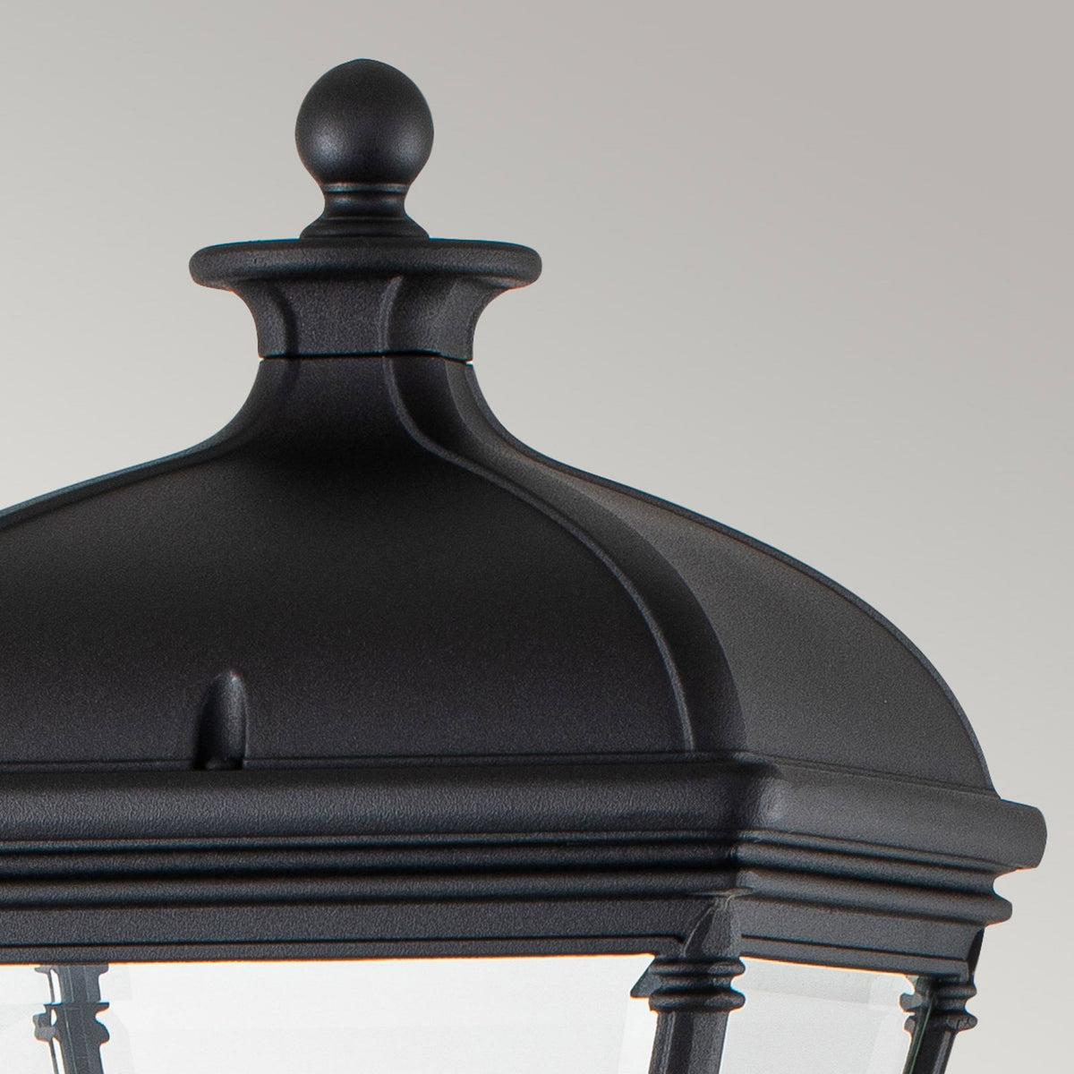 Bayview Medium IP44 Pillar Post Lantern in Black with Clear Bevelled Glass
