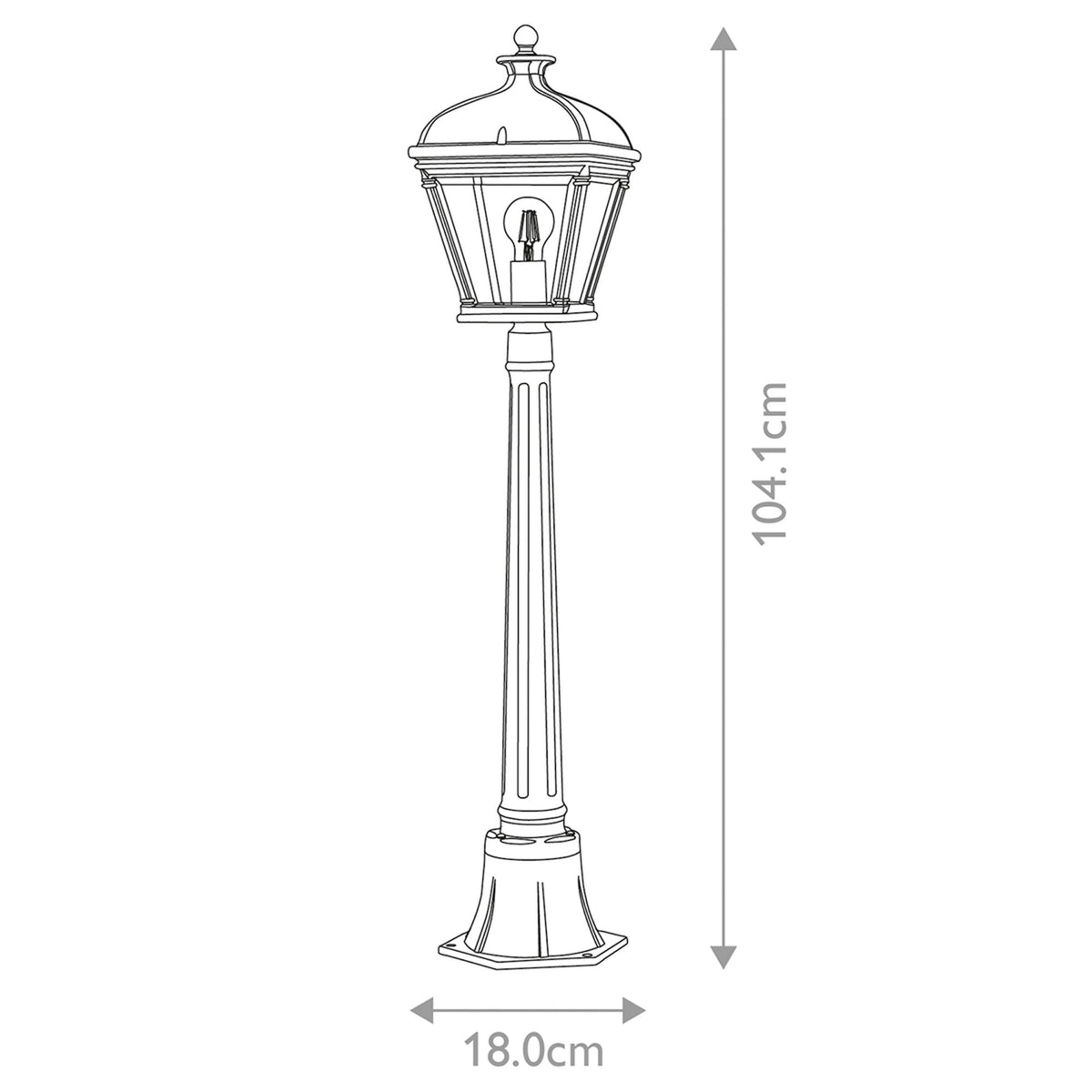 Bayview Medium IP44 Pillar Post Lantern in Black with Clear Bevelled Glass