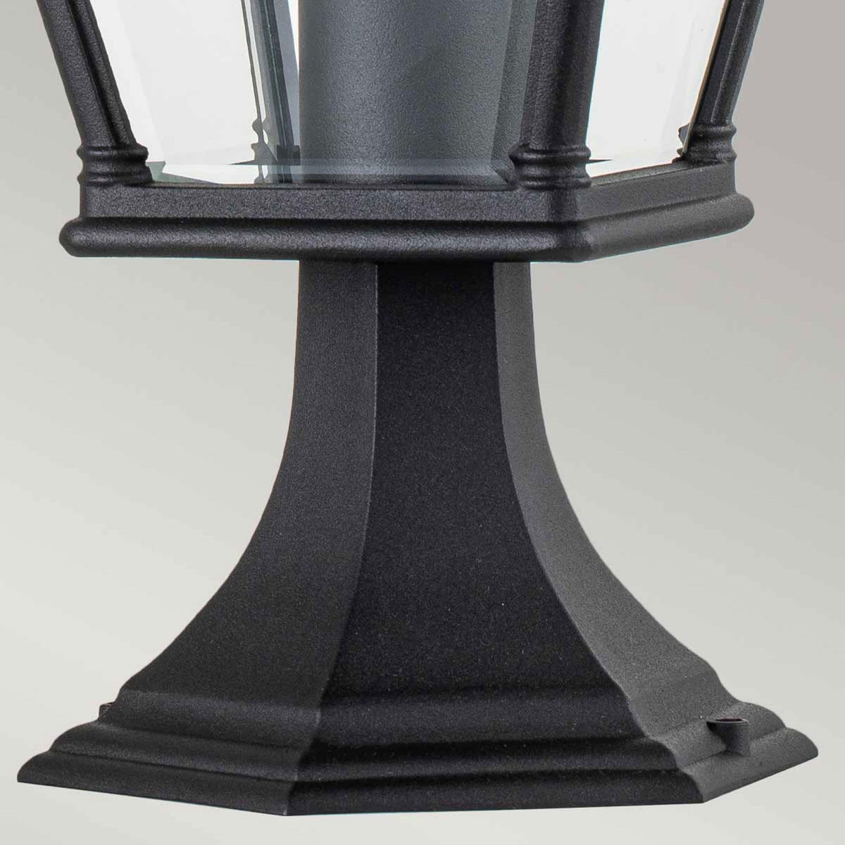 Bayview Medium IP44 Pedestal Lantern in Black with Clear Bevelled Glass