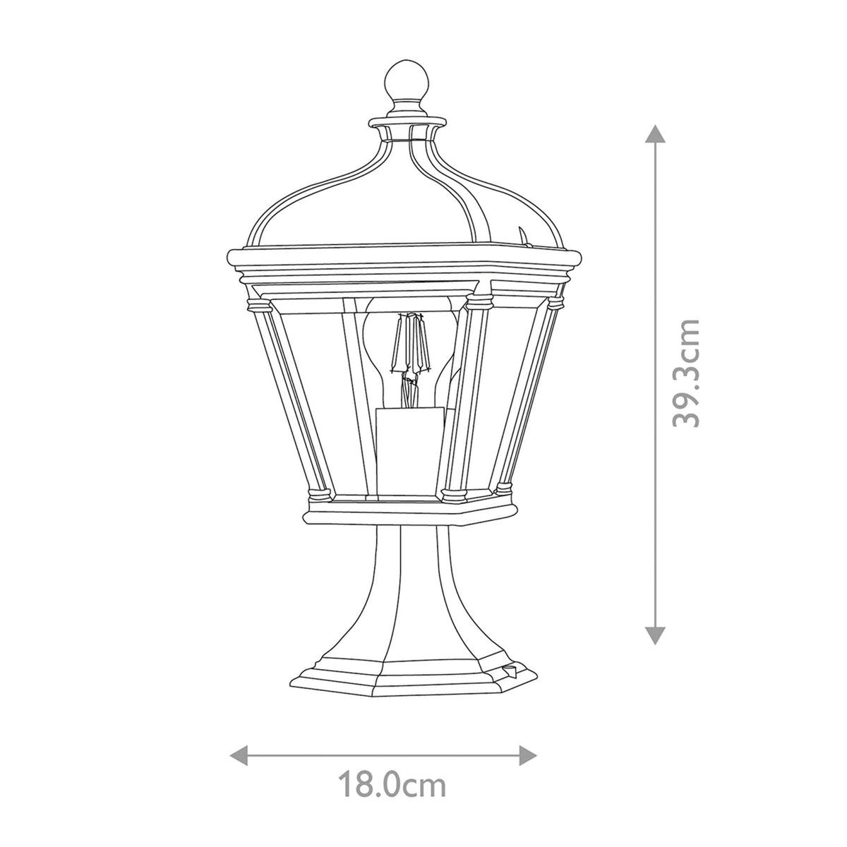 Bayview Medium IP44 Pedestal Lantern in Black with Clear Bevelled Glass