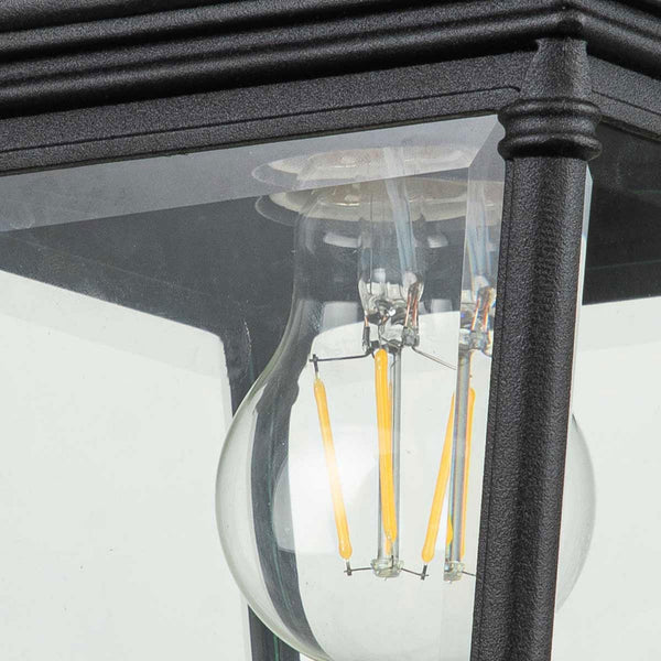 Bayview Medium IP44 Wall Light Lantern in Black with Clear Bevelled Glass