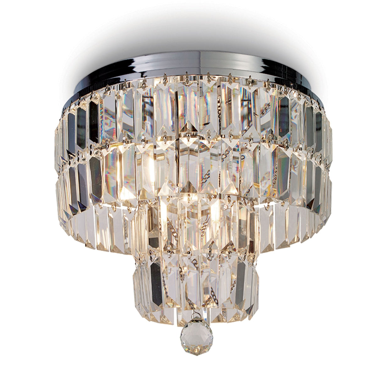 Empire IP44 4 Light Semi Flush Bathroom Ceiling Light In Polished Chrome & Crystal