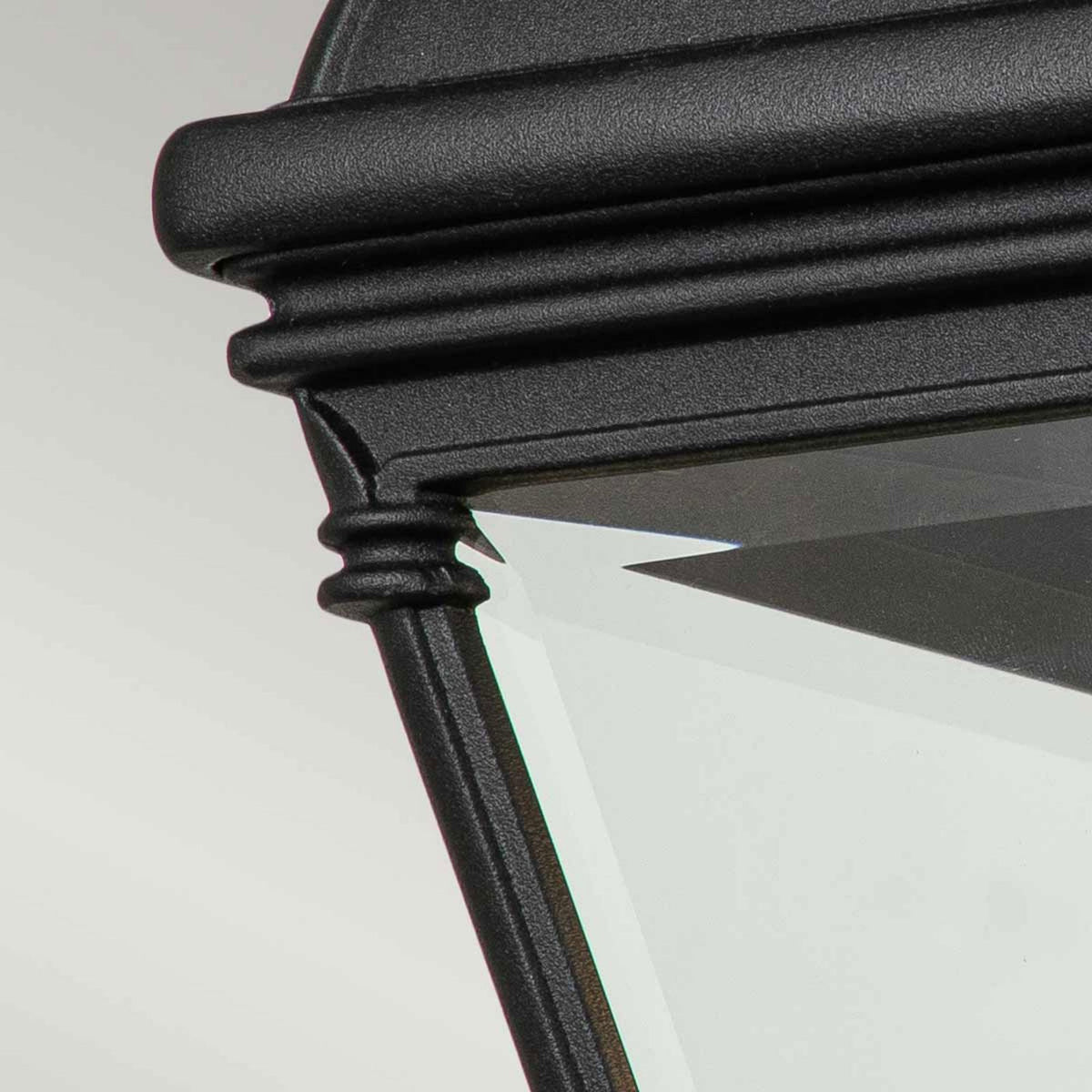 Bayview Large IP44 Wall Light Lantern in Black with Clear Bevelled Glass