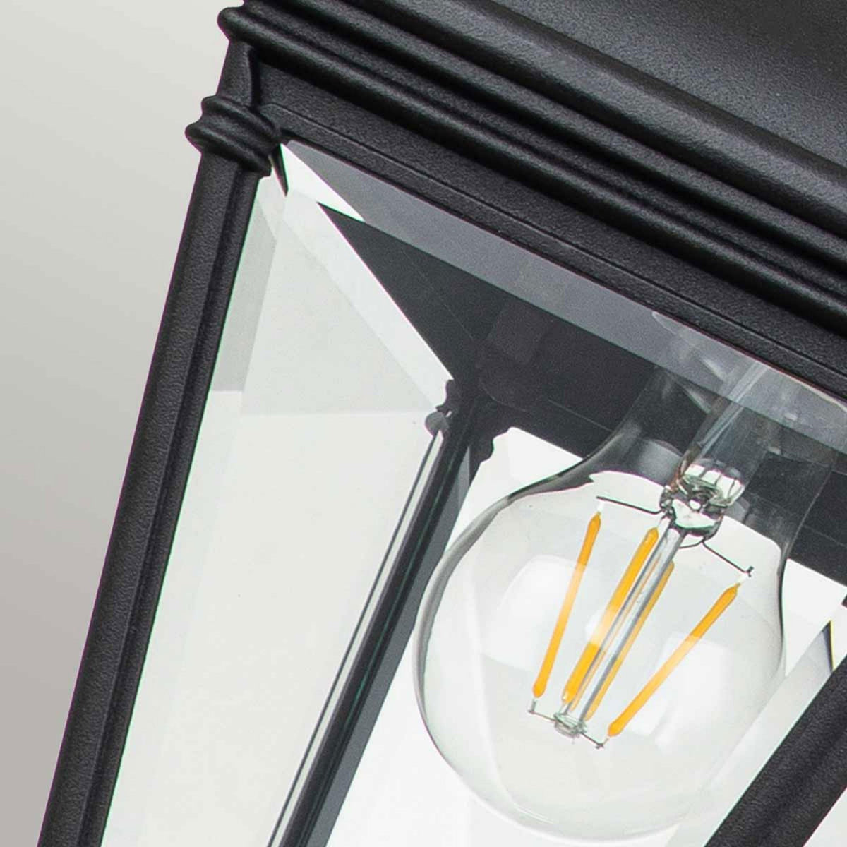 Bayview Medium IP44 Chain Lantern Pendant in Black with Clear Bevelled Glass
