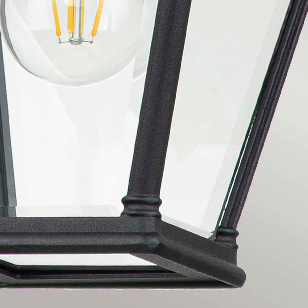 Bayview Medium IP44 Chain Lantern Pendant in Black with Clear Bevelled Glass