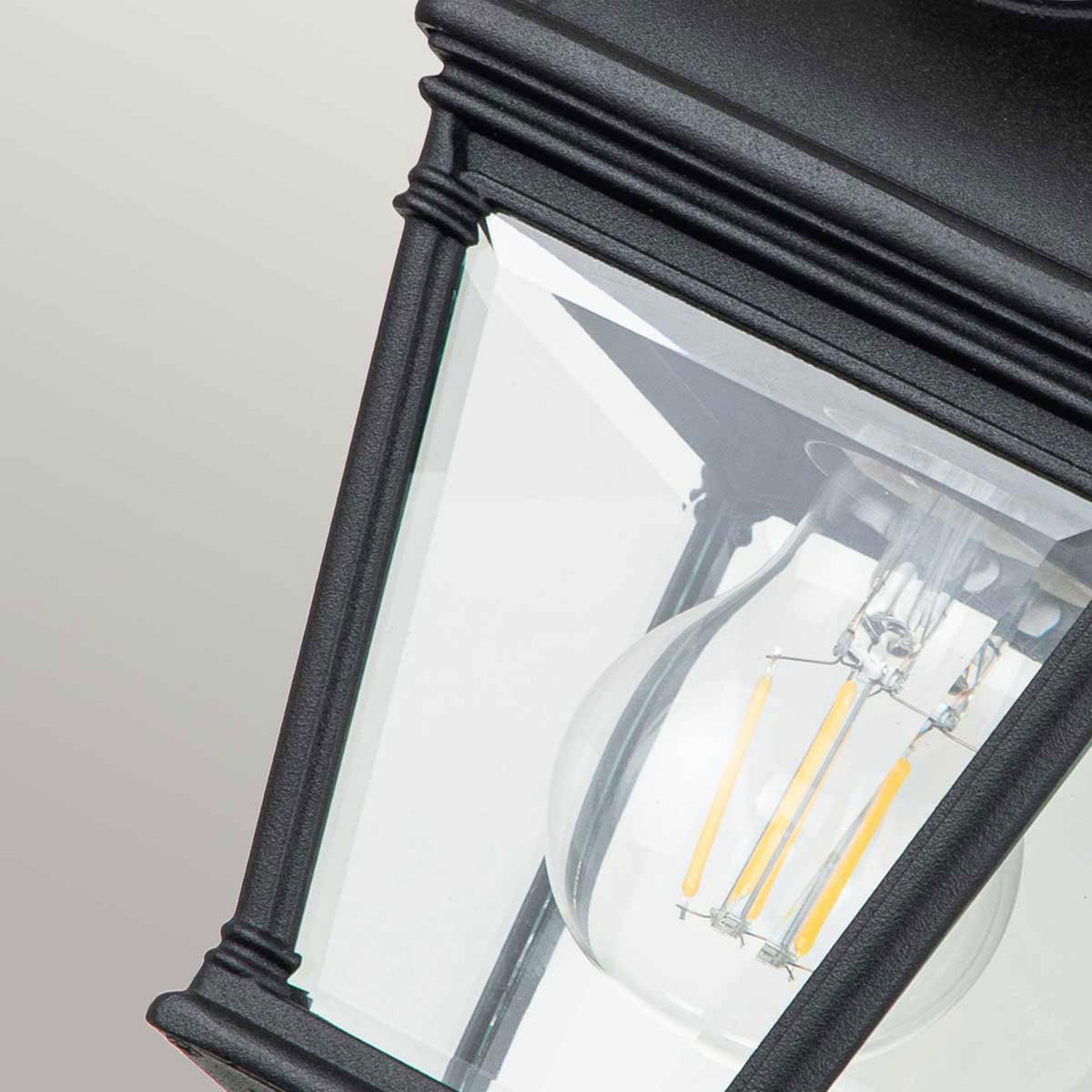 Bayview IP44 Porch Ceiling Lantern in Black with Clear Bevelled Glass