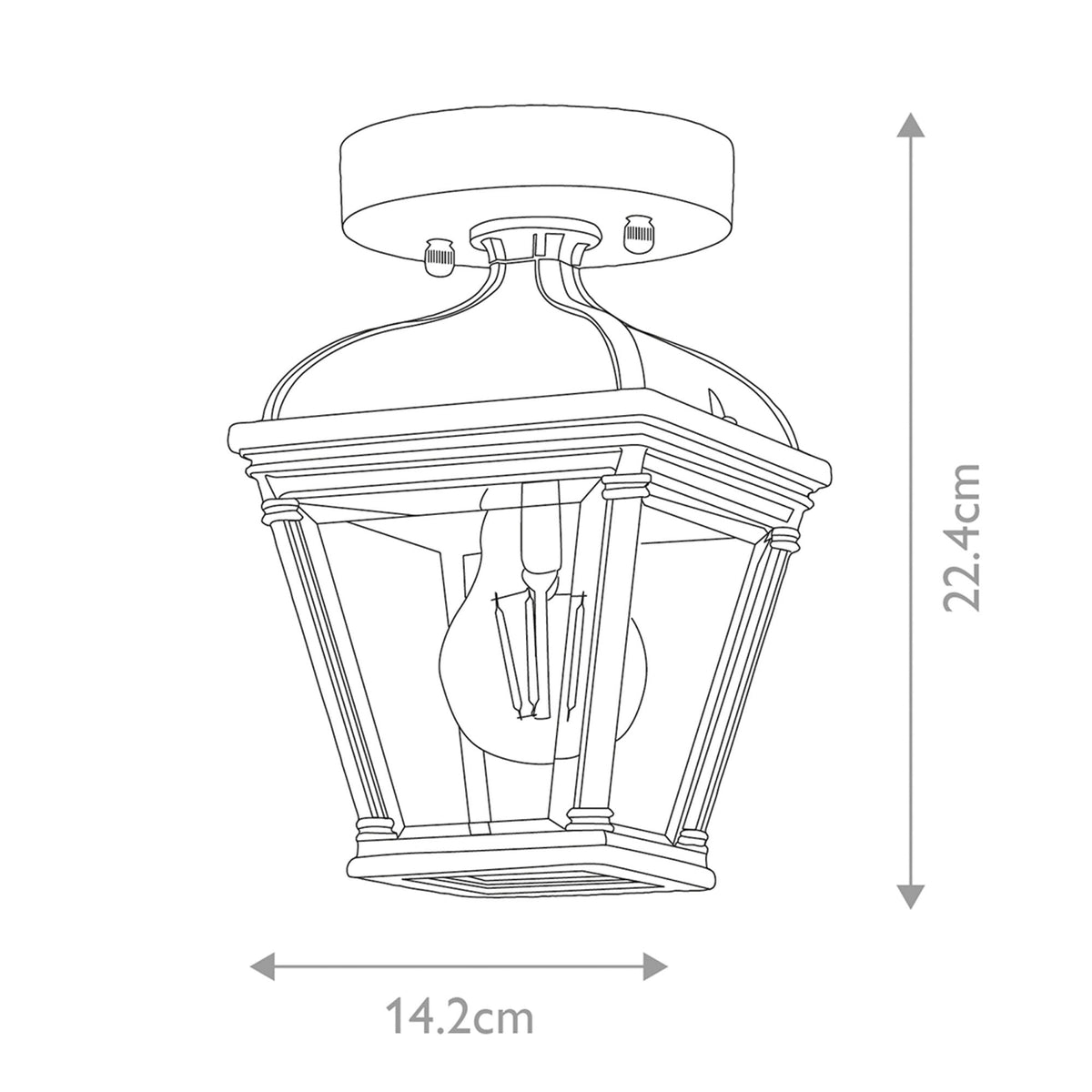 Bayview IP44 Porch Ceiling Lantern in Black with Clear Bevelled Glass