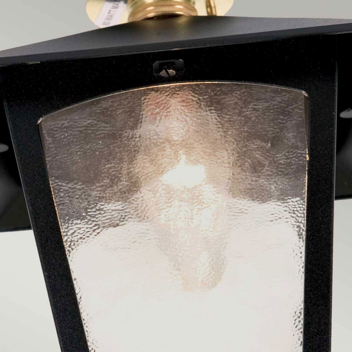 York B22 Flush Porch Ceiling Lantern in Black with Ripple Glass