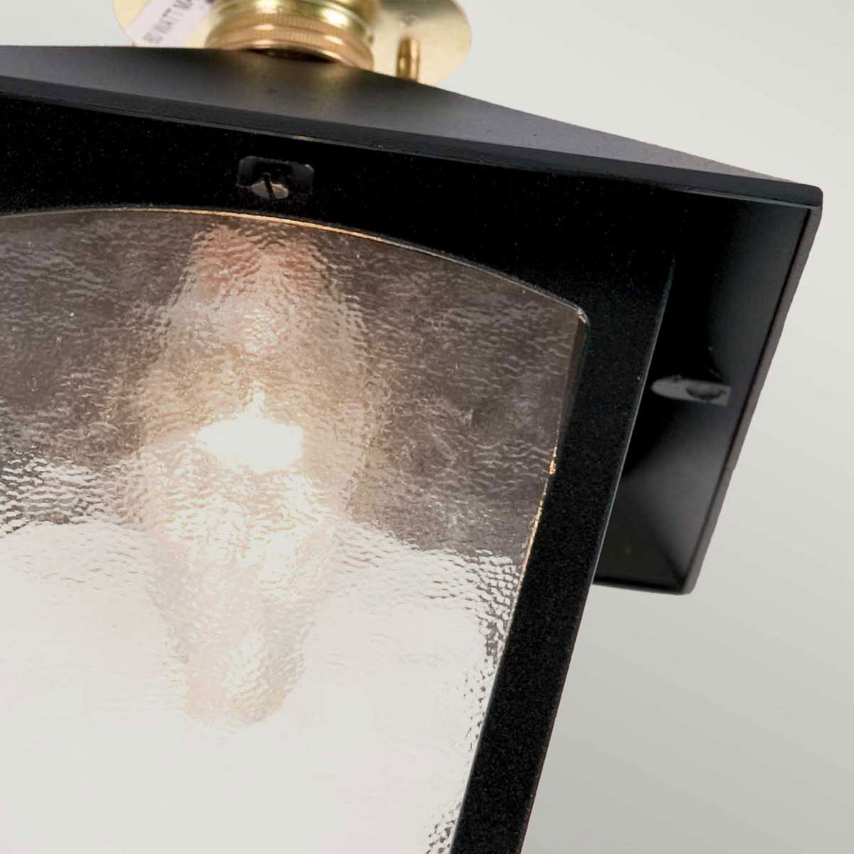 York B22 Flush Porch Ceiling Lantern in Black with Ripple Glass