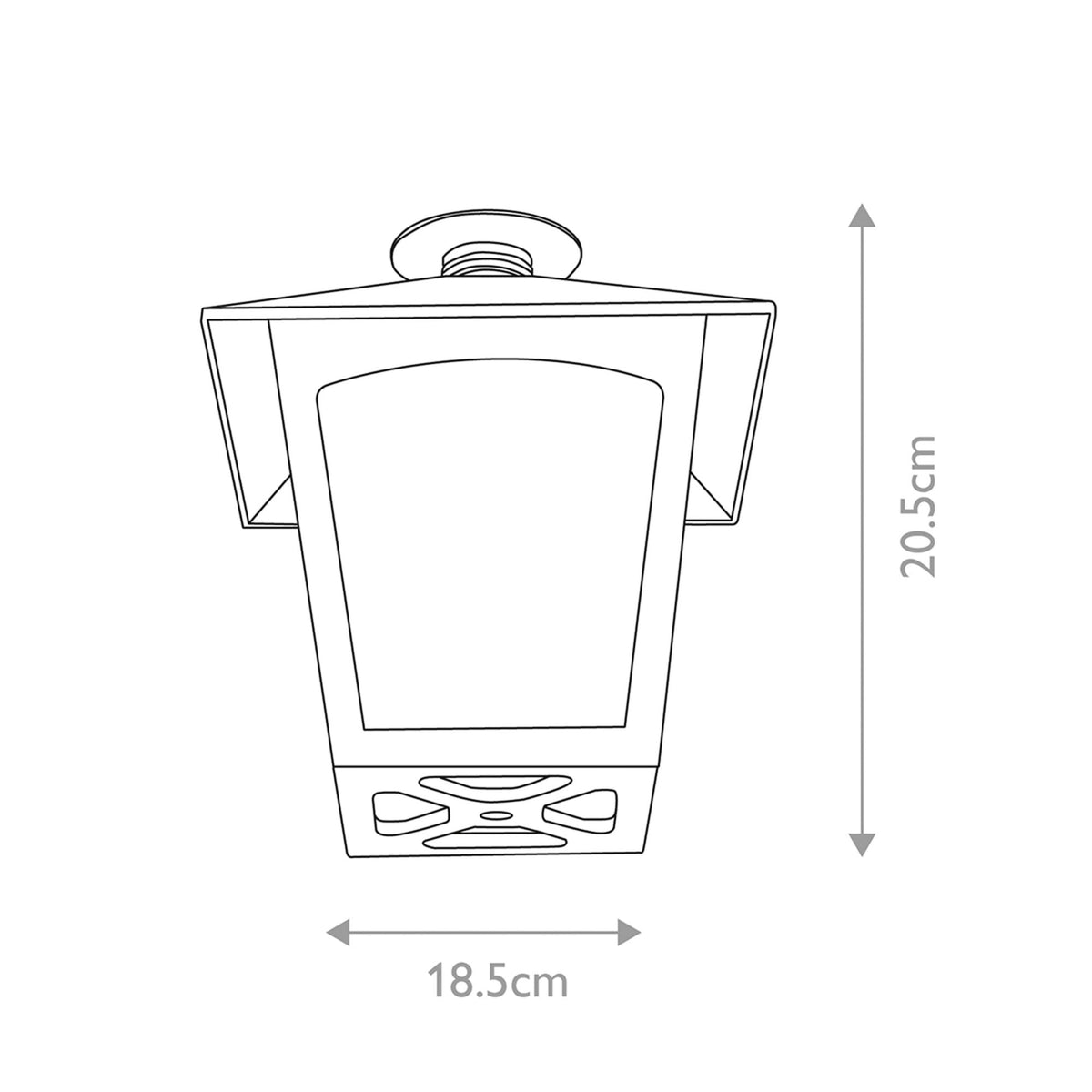 York B22 Flush Porch Ceiling Lantern in Black with Ripple Glass