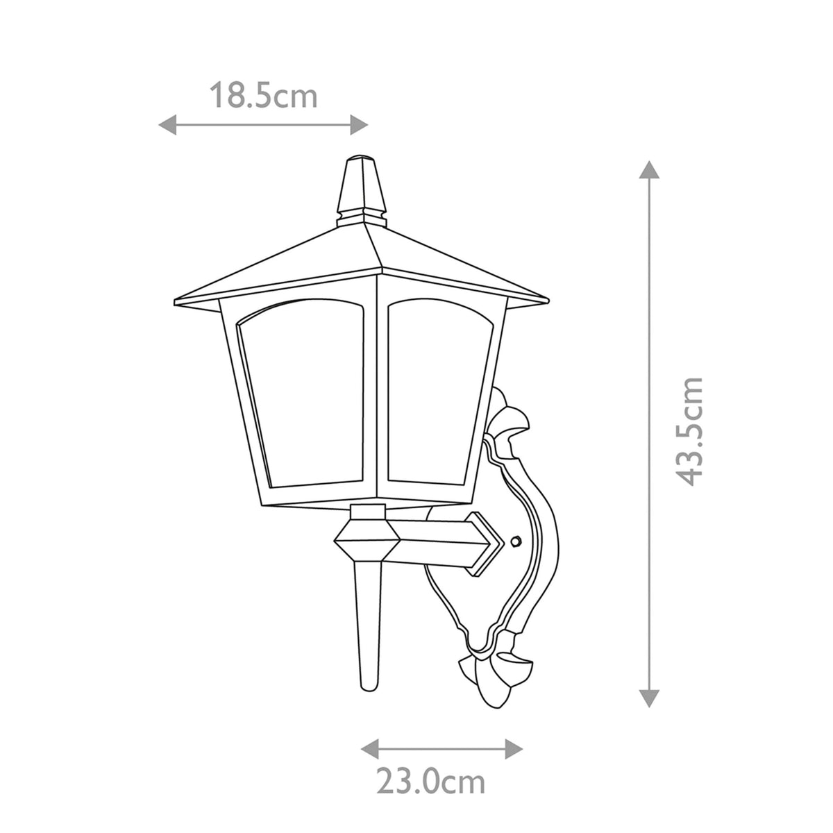 York Exterior Wall Up Lantern in Black with Ripple Glass