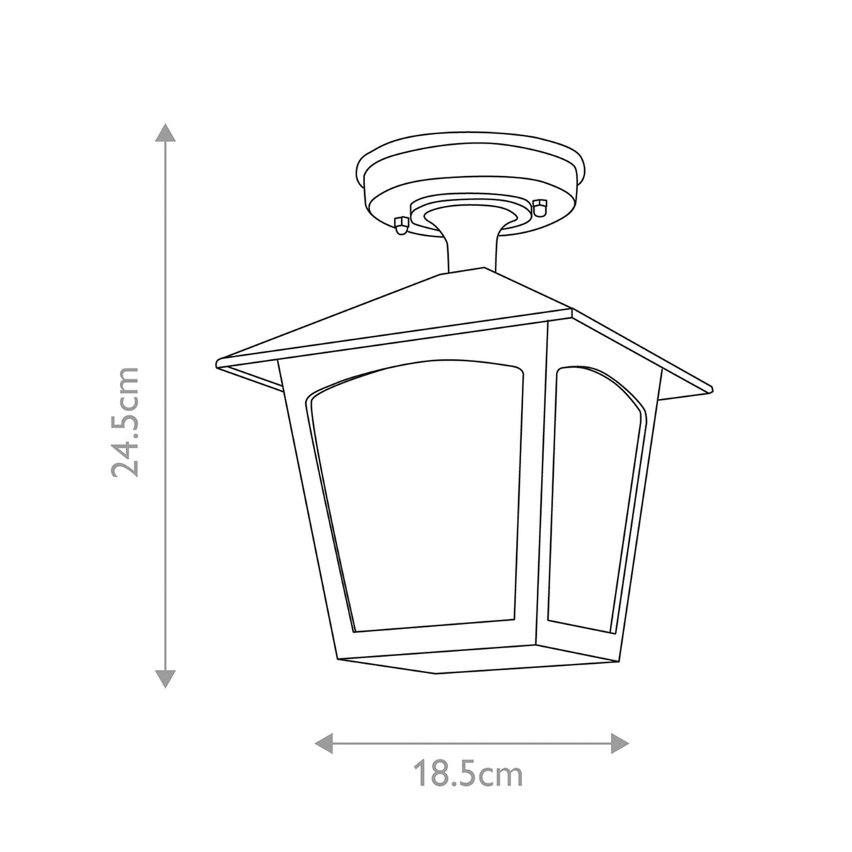 York Exterior Porch Ceiling Lantern in Black with Ripple Glass