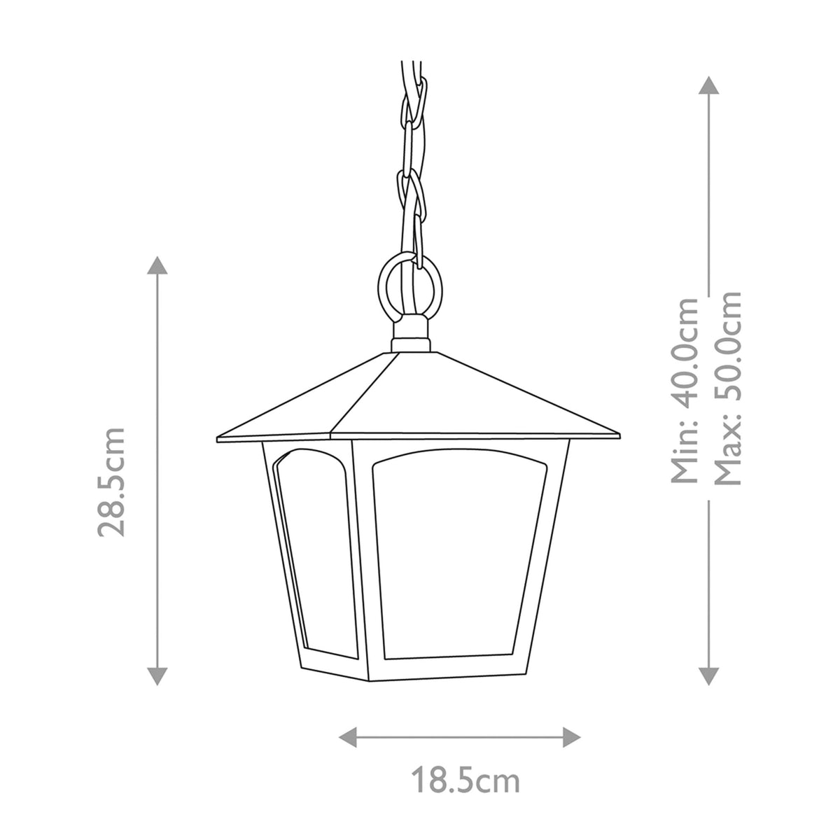 York Exterior Porch Chain Pendant Lantern in Black with Ripple Glass