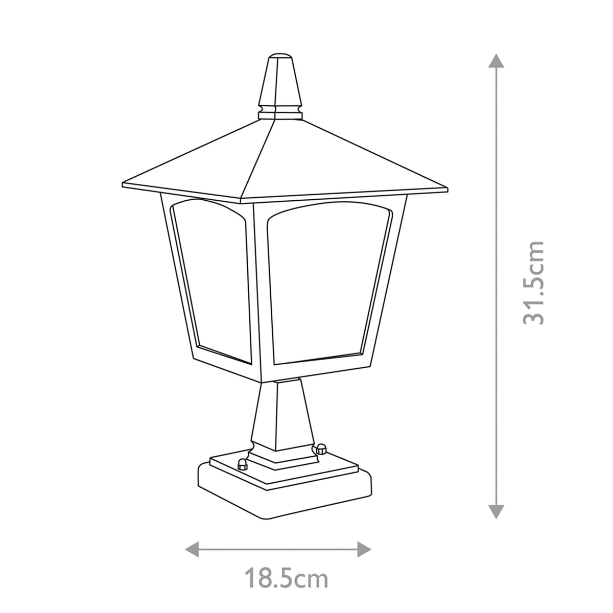 York Exterior Pedestal Lantern in Black with Ripple Glass