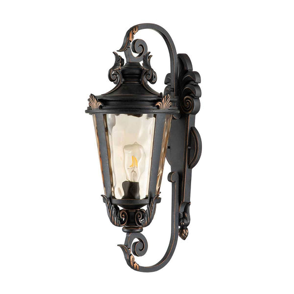 Baltimore Large Wall Lantern in Weathered Bronze with Amber Tinted Blown Glass