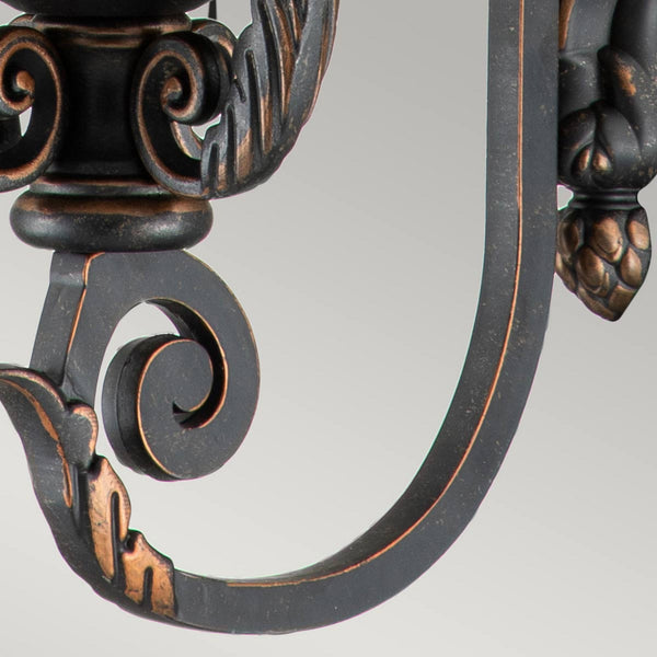 Baltimore Large Wall Lantern in Weathered Bronze with Amber Tinted Blown Glass