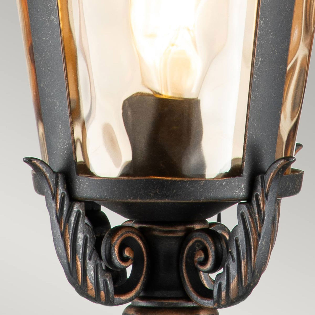 Baltimore Large Wall Lantern in Weathered Bronze with Amber Tinted Blown Glass