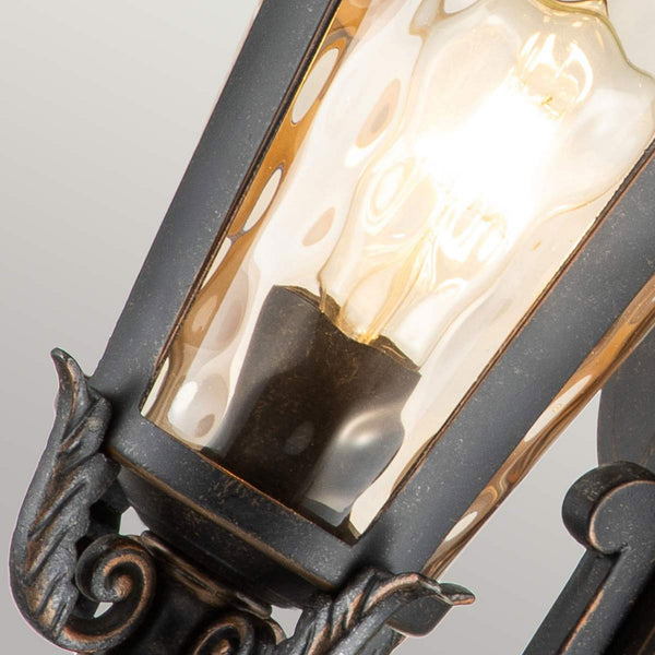 Baltimore Medium Wall Lantern in Weathered Bronze with Amber Tinted Blown Glass