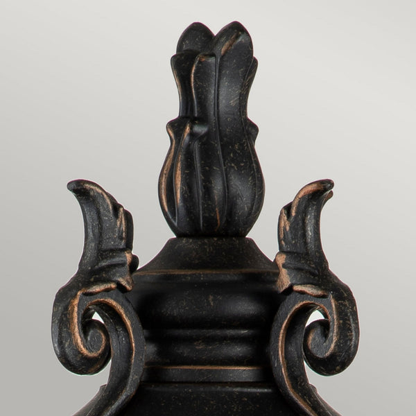 Baltimore Medium Pedestal Lantern in Weathered Bronze with Amber Tinted Blown Glass