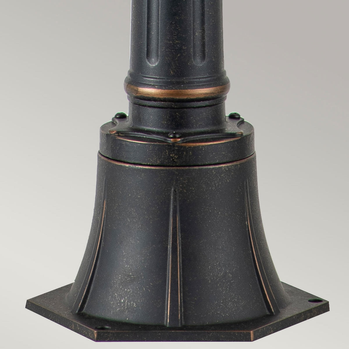 Baltimore Medium Pillar Lantern in Weathered Bronze with Amber Tinted Blown Glass