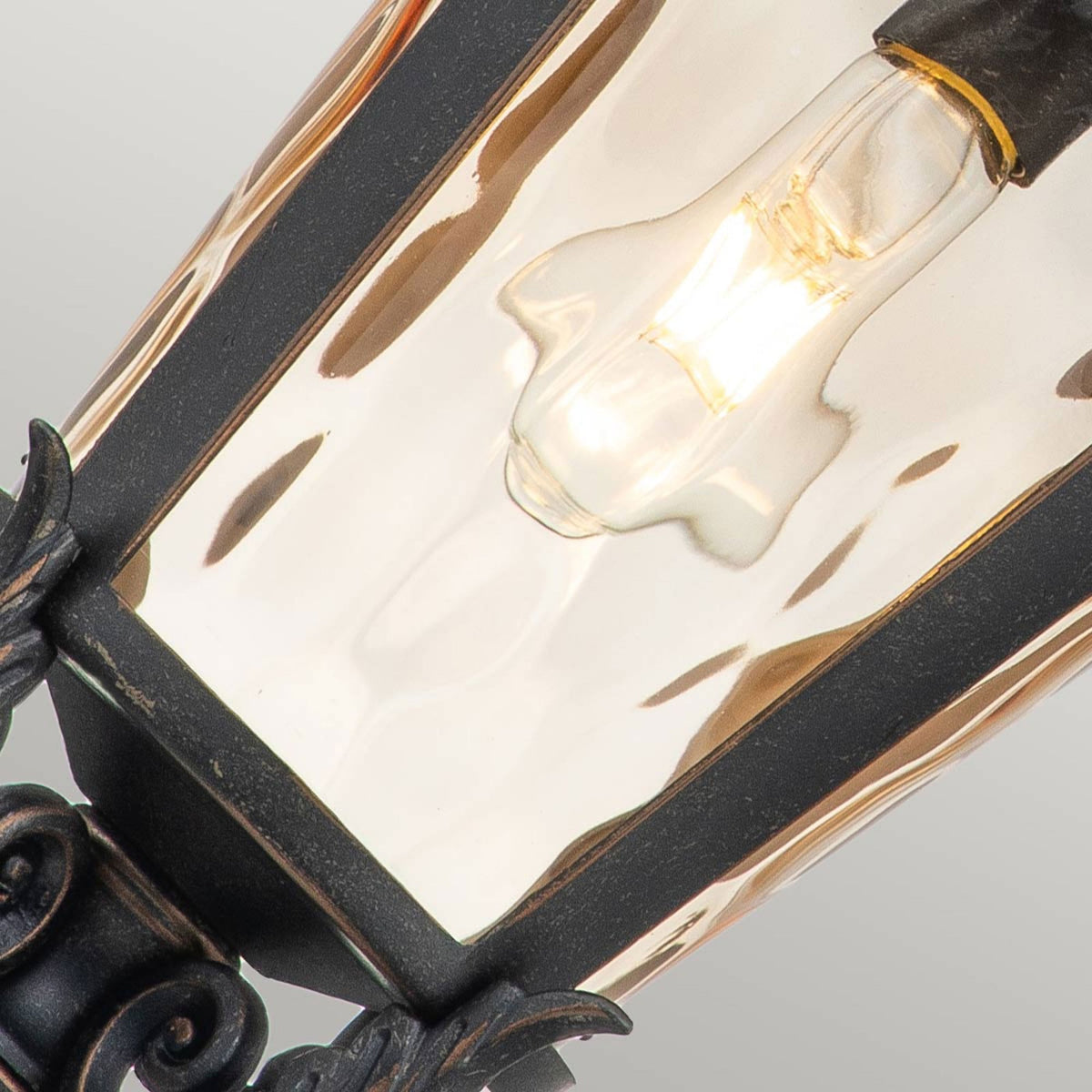 Baltimore Large Chain Pendant Lantern in Weathered Bronze with Amber Tinted Blown Glass