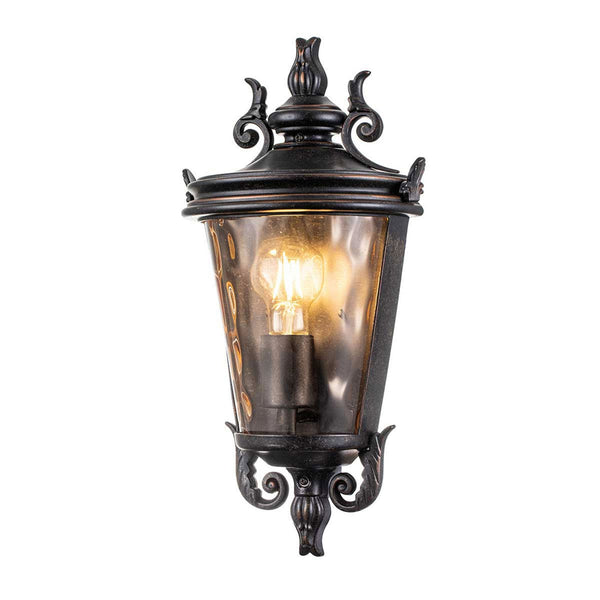 Baltimore Medium Half Wall Lantern in Weathered Bronze with Amber Tinted Blown Glass