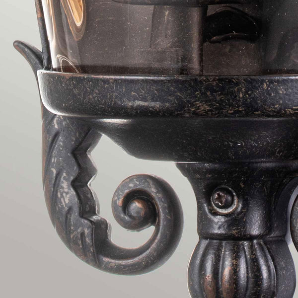 Baltimore Medium Half Wall Lantern in Weathered Bronze with Amber Tinted Blown Glass