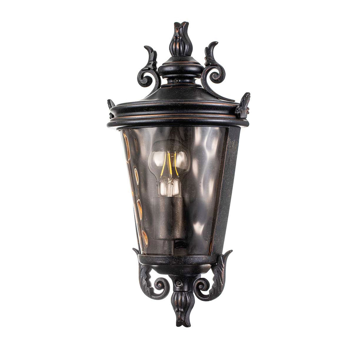 Baltimore Medium Half Wall Lantern in Weathered Bronze with Amber Tinted Blown Glass