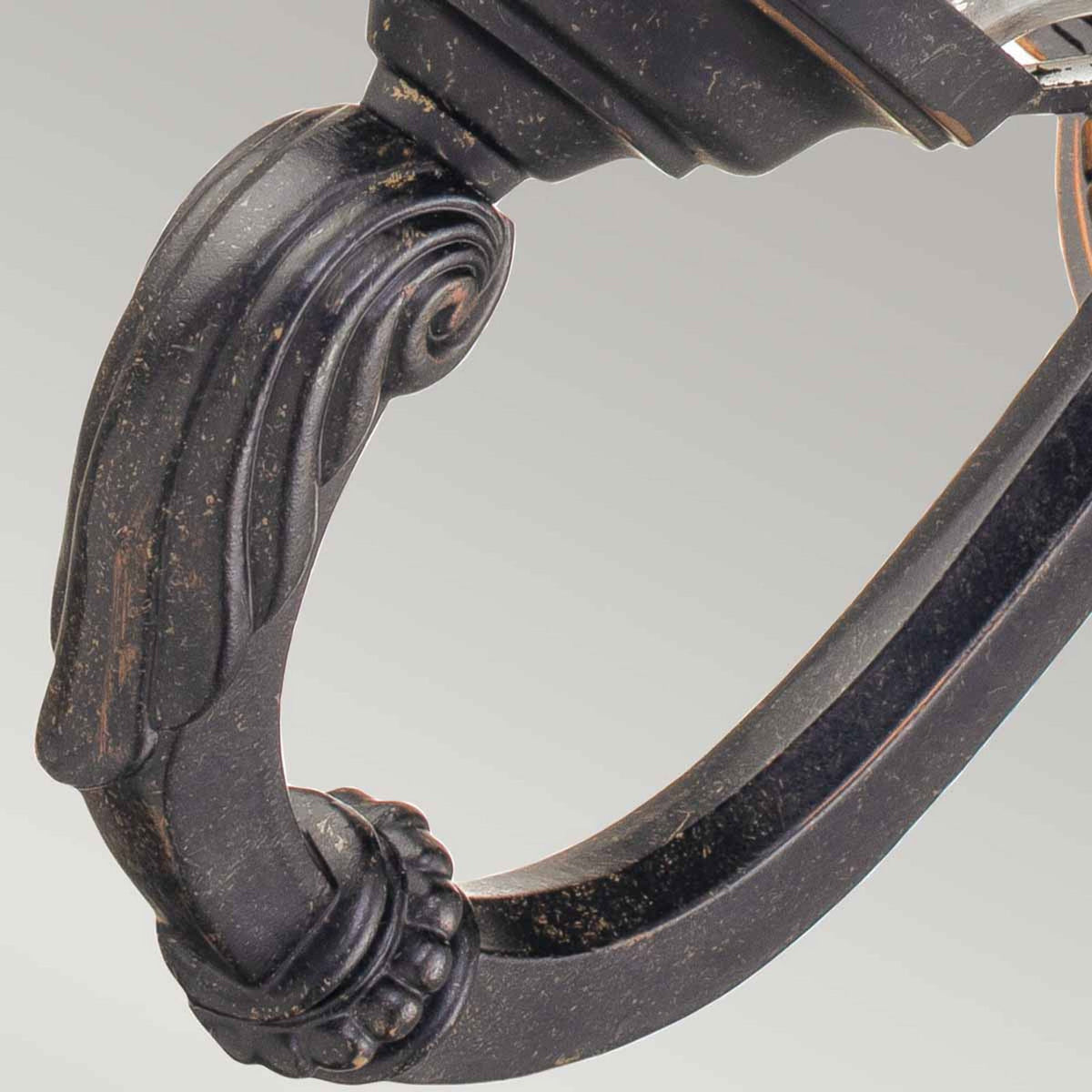 Cleveland Medium Up Arm Wall Lantern in Weathered Bronze with Clear Seeded Glass