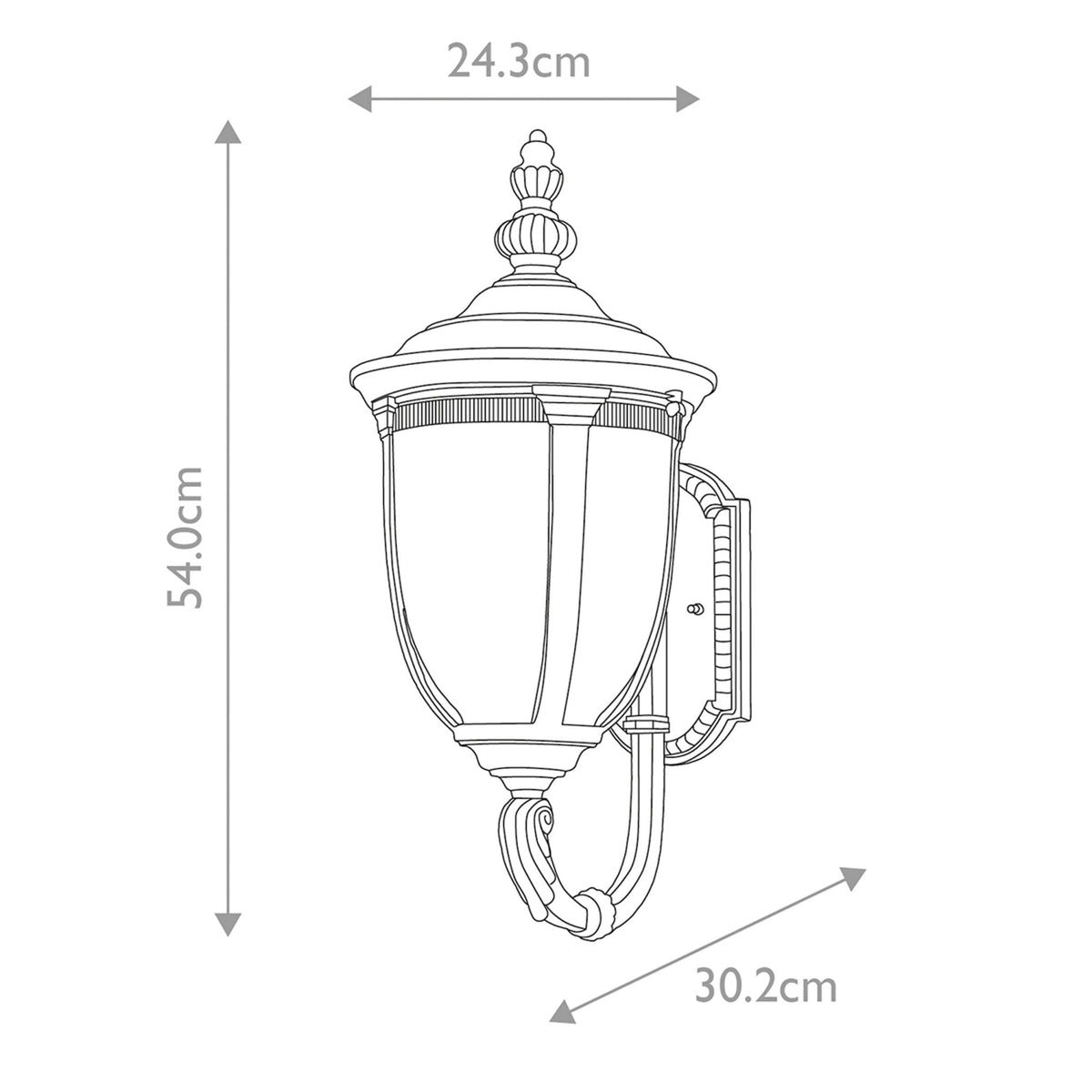 Cleveland Medium Up Arm Wall Lantern in Weathered Bronze with Clear Seeded Glass
