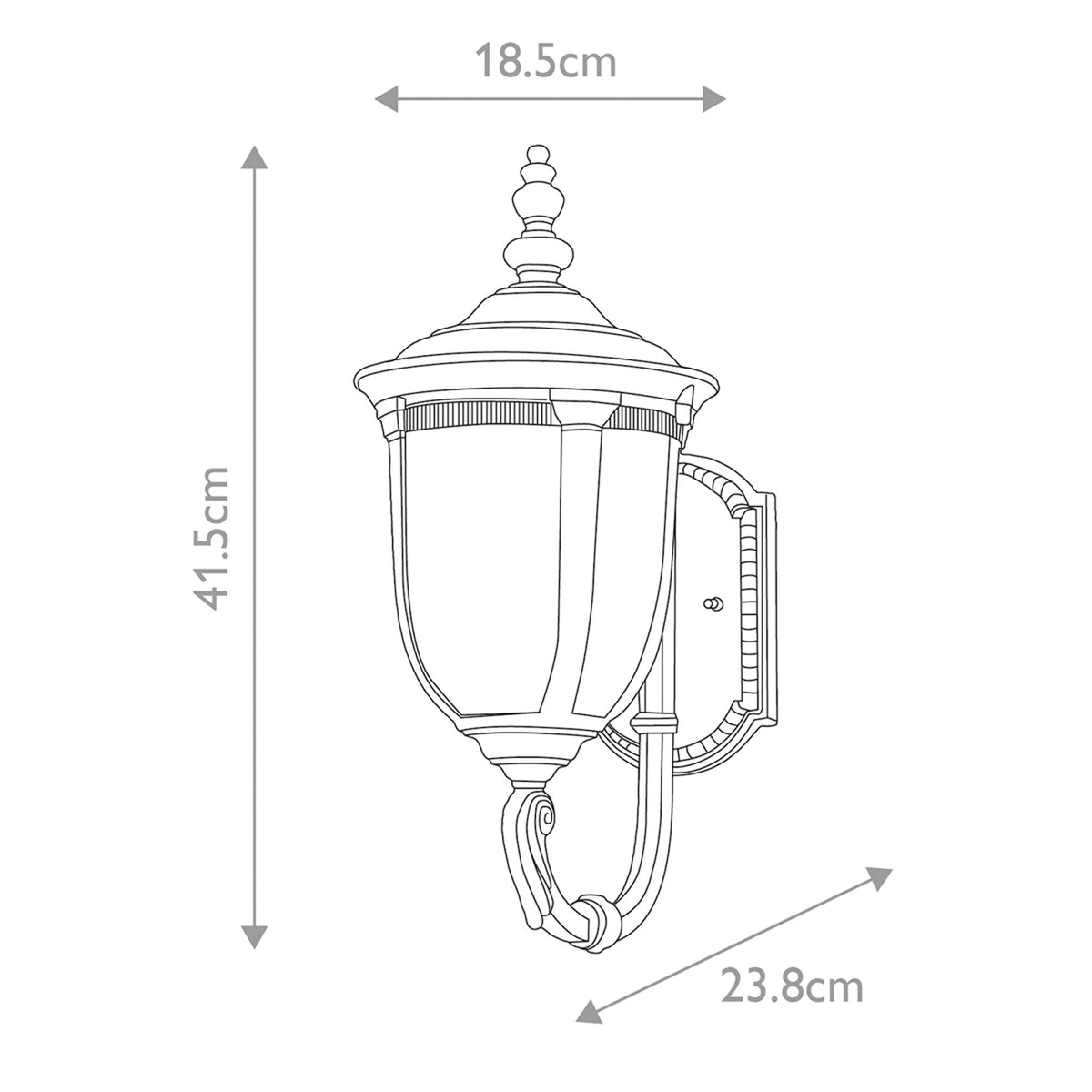 Cleveland Small Up Arm Wall Lantern in Weathered Bronze with Clear Seeded Glass