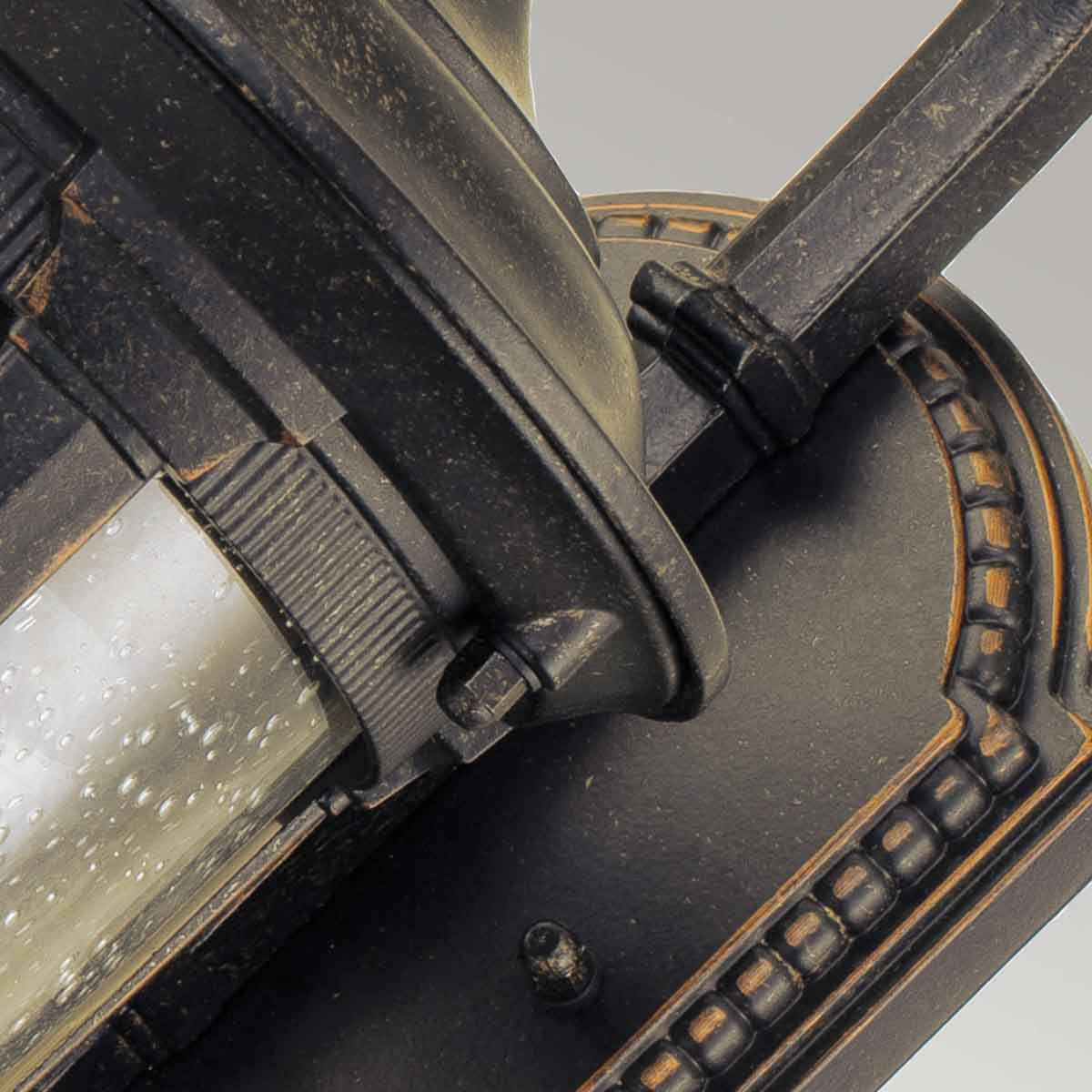 Cleveland Small Down Arm Wall Lantern in Weathered Bronze with Clear Seeded Glass