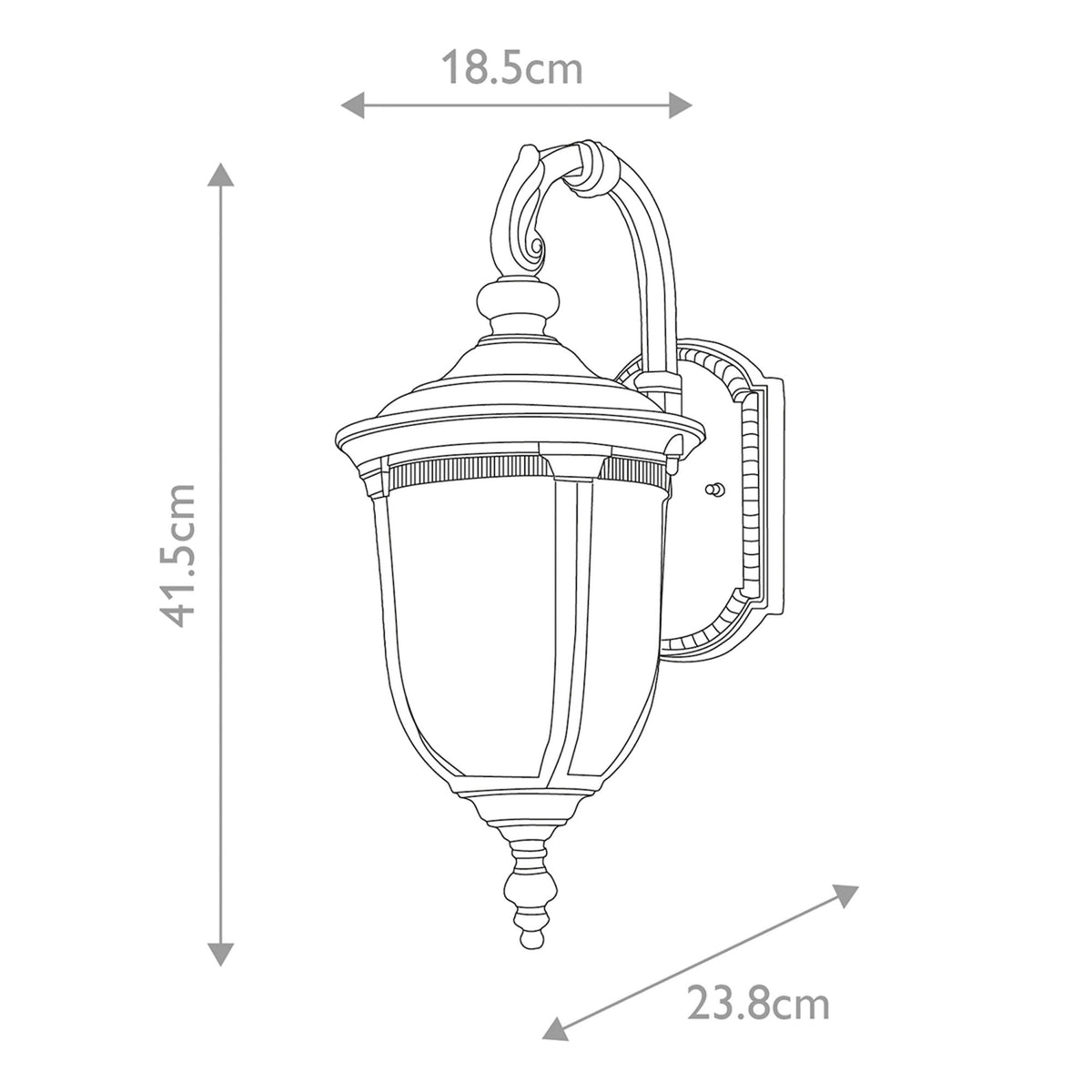 Cleveland Small Down Arm Wall Lantern in Weathered Bronze with Clear Seeded Glass