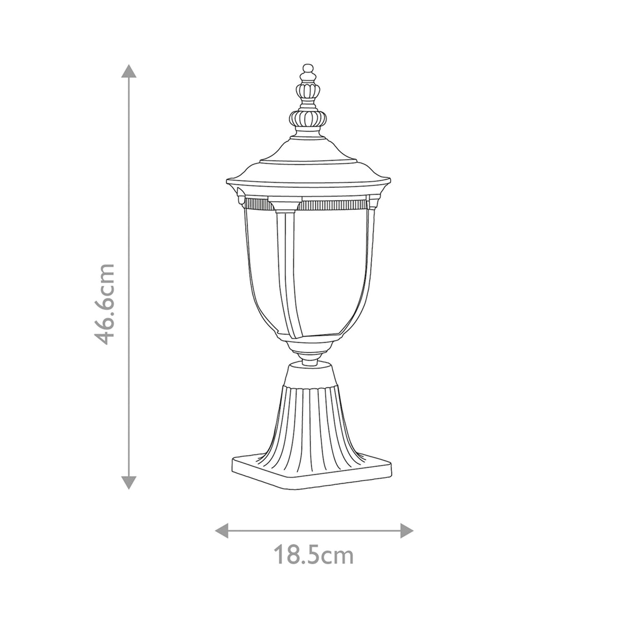 Cleveland Small Pedestal Lantern in Weathered Bronze with Clear Seeded Glass