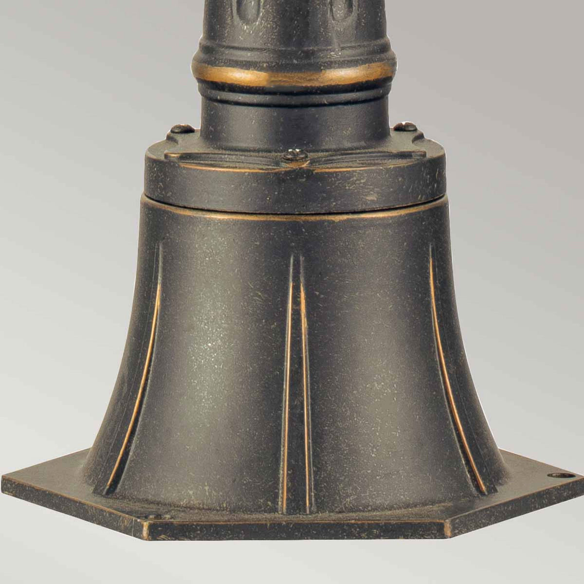 Cleveland Small Pillar Lantern in Weathered Bronze with Clear Seeded Glass