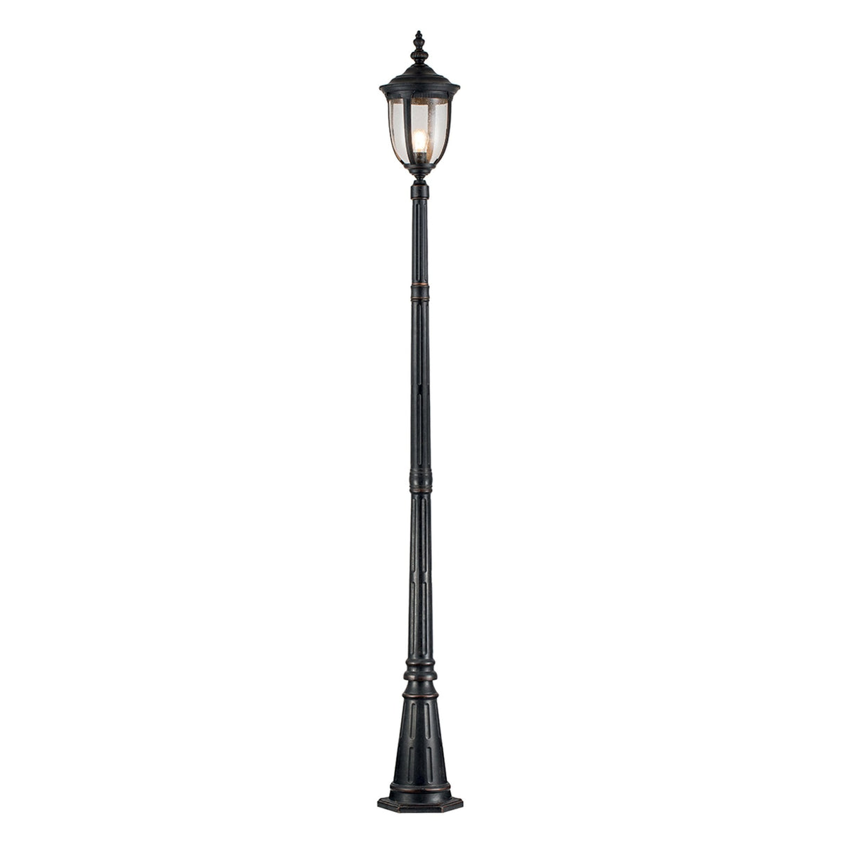 Cleveland Lamp Post Lantern in Weathered Bronze with Clear Seeded Glass